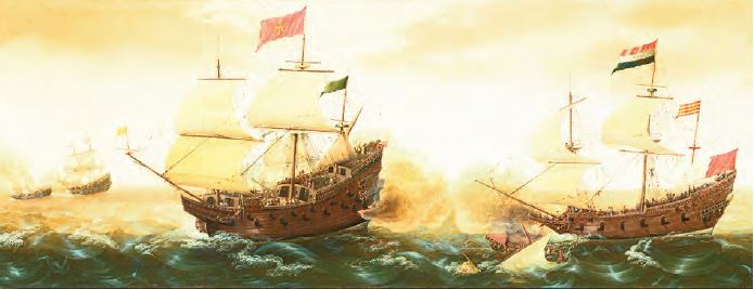 İngiliz ve Hollandalıların İspanya ile deniz mücadeleleri (Temsilî)