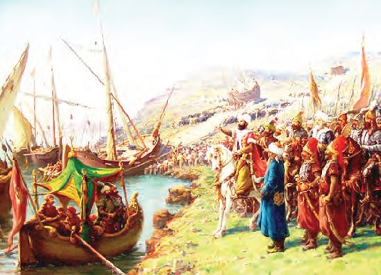 Osmanlı gemilerinin karadan yürütülmesi (Temsilî)