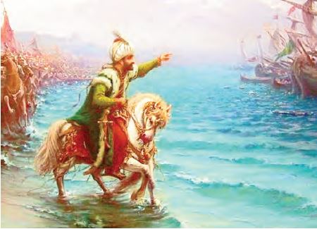 Sultan II. Mehmet’in atını denize sürmesi (Temsilî)